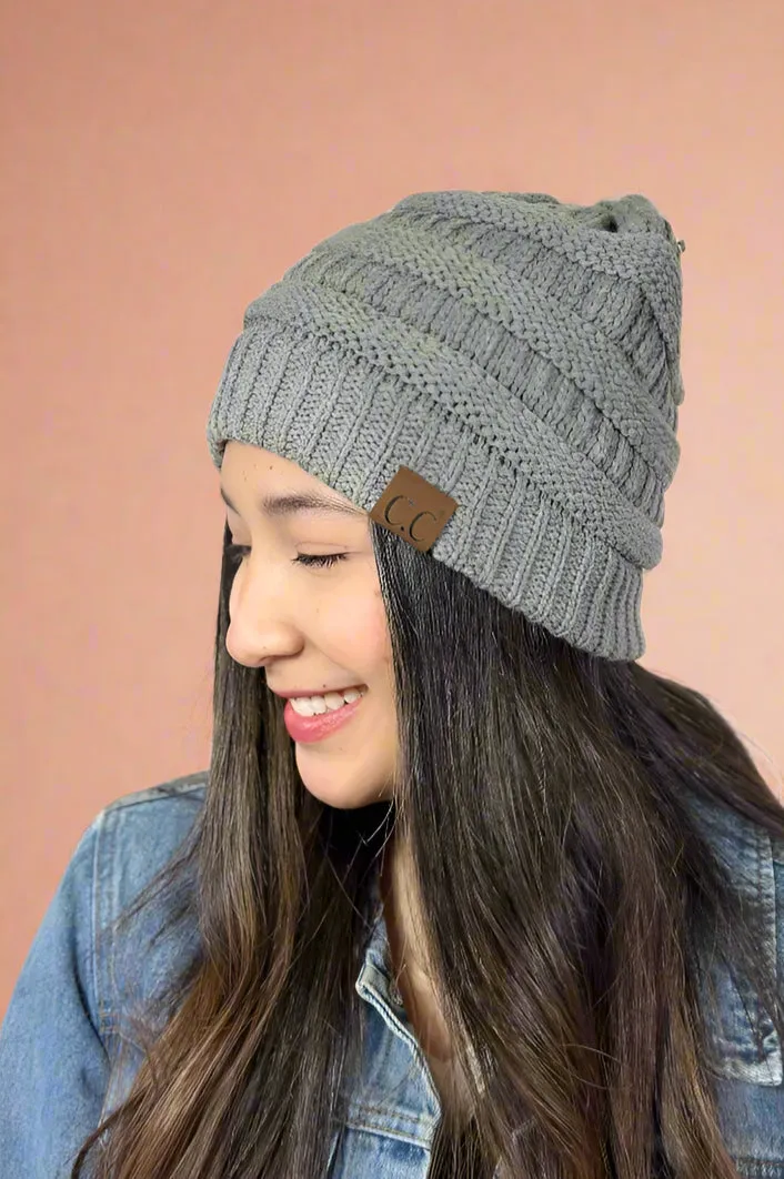 Faux Lined Stamped Beanie