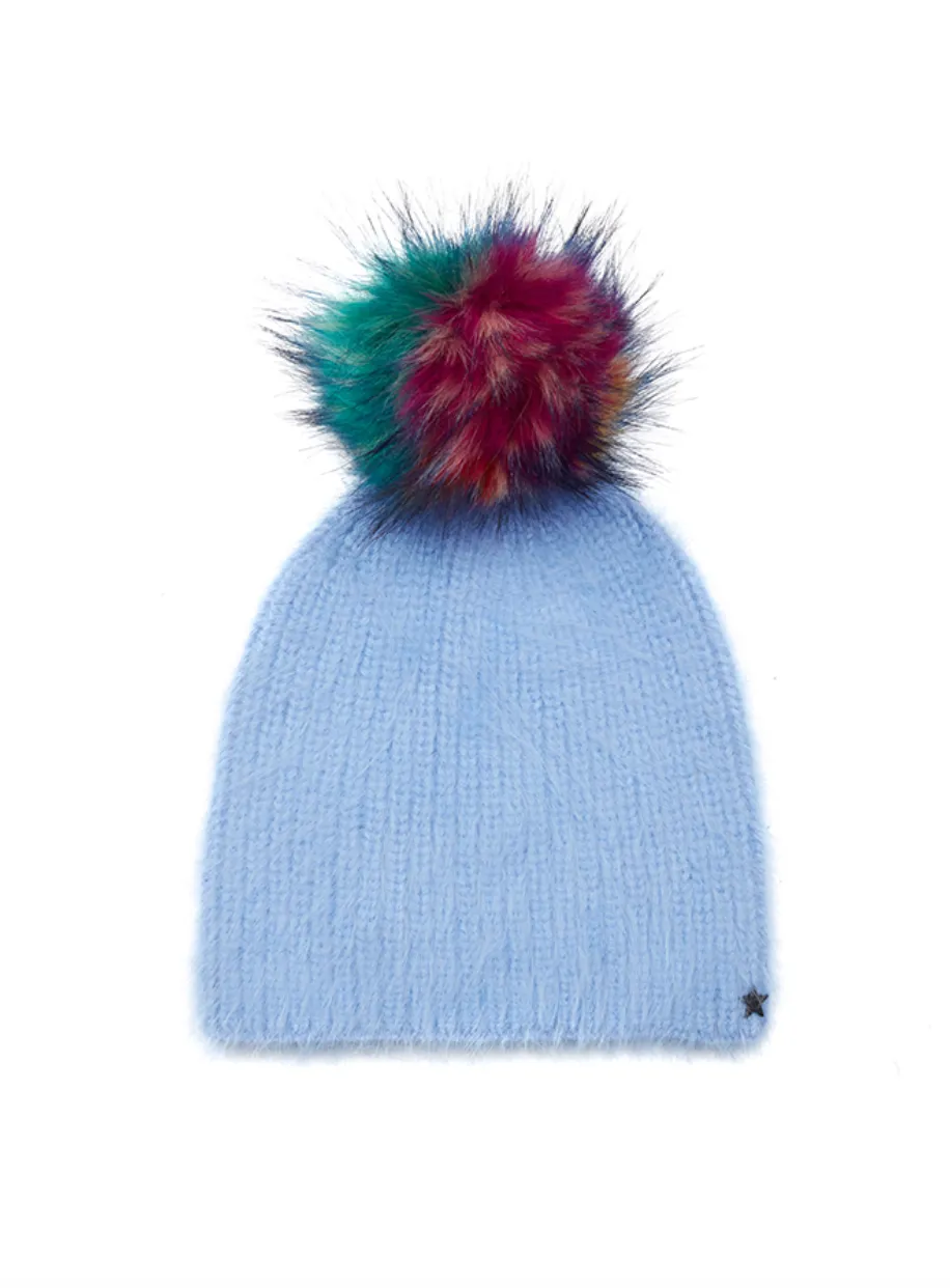 Faux Pom Hat Periwinkle