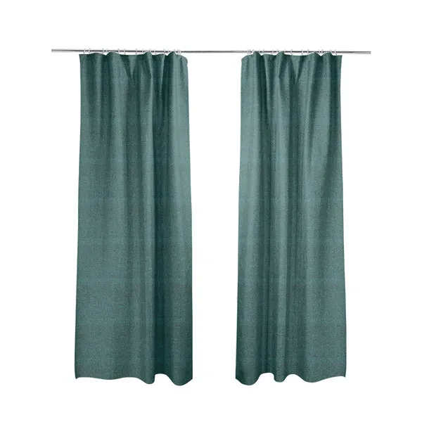 Festival Colourful Textured Chenille Plain Upholstery Fabric In Teal Blue - Made To Measure Curtains