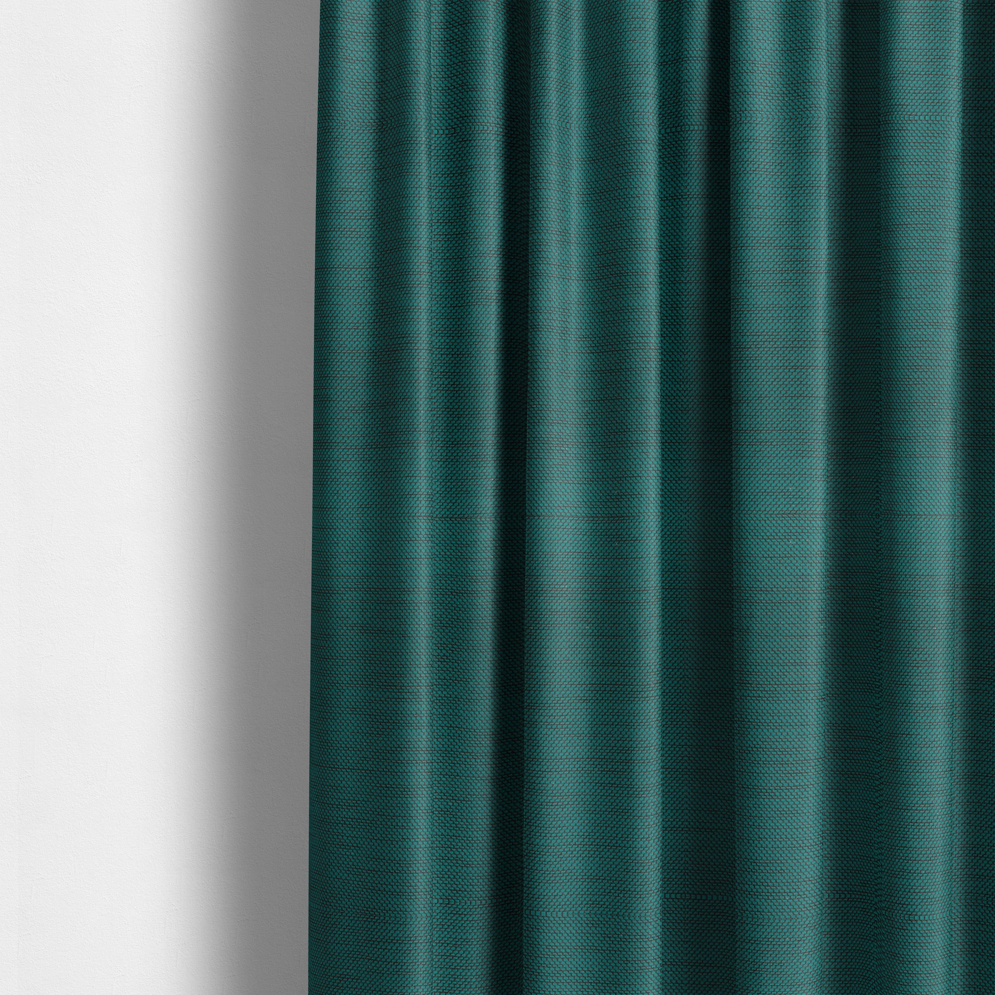 Festival Colourful Textured Chenille Plain Upholstery Fabric In Teal Blue - Made To Measure Curtains
