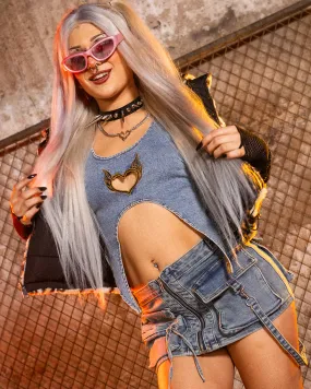 Flame Heart Denim Top