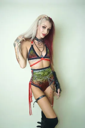 Flame Wheel - Crushed Velvet Lace Up Bottoms