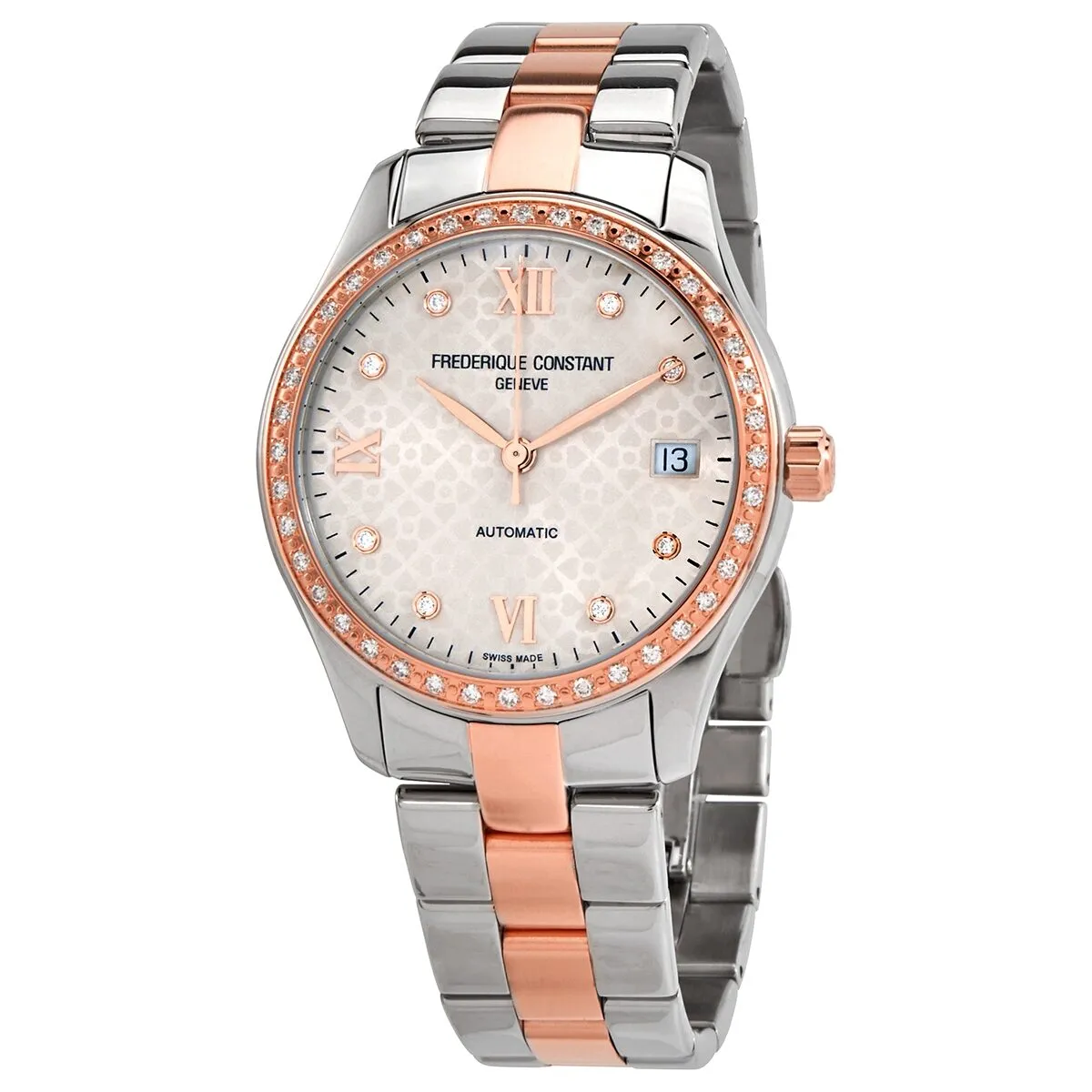 Frederique Constant Double Heartbeat Automatic Diamond Light Grey Dial Ladies Watch FC-303LGD3BD2B