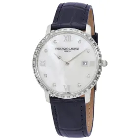Frederique Constant Slimline Diamond White Mother of Pearl Dial Ladies Watch FC-220MPWD3SD6