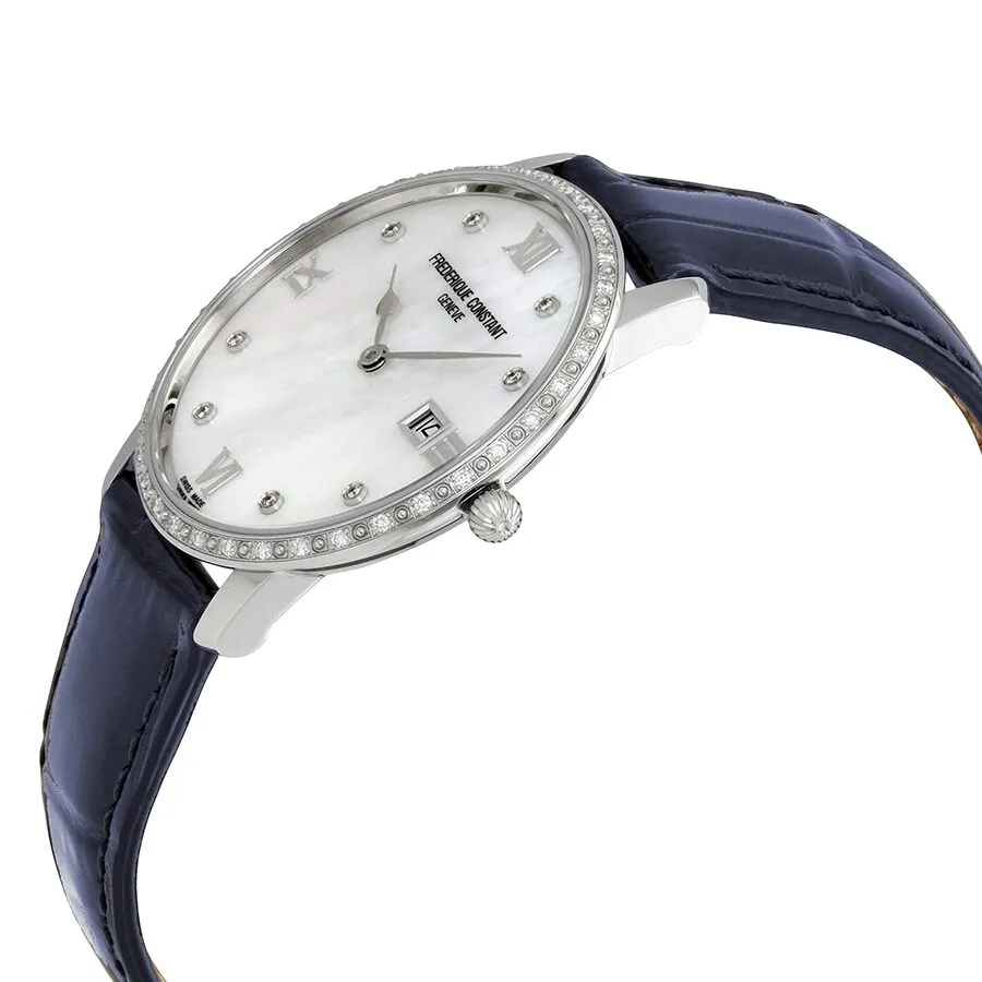 Frederique Constant Slimline Diamond White Mother of Pearl Dial Ladies Watch FC-220MPWD3SD6