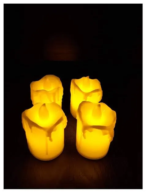 Gadgets HUB 24 Pc LED Candles with Dripping Wax Design Smokeless and Flameless Diyas with Battery for Gifting, House, Balcony, Room, Diwali, Christmas, Festival, Events Decor (Yellow LED Candle)