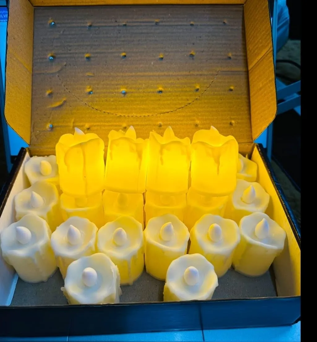 Gadgets HUB 24 Pc LED Candles with Dripping Wax Design Smokeless and Flameless Diyas with Battery for Gifting, House, Balcony, Room, Diwali, Christmas, Festival, Events Decor (Yellow LED Candle)