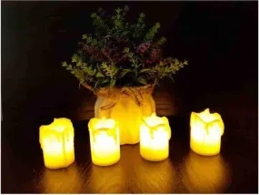 Gadgets HUB 24 Pc LED Candles with Dripping Wax Design Smokeless and Flameless Diyas with Battery for Gifting, House, Balcony, Room, Diwali, Christmas, Festival, Events Decor (Yellow LED Candle)