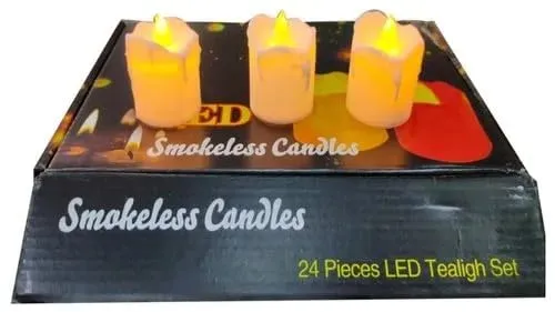 Gadgets HUB 24 Pc LED Candles with Dripping Wax Design Smokeless and Flameless Diyas with Battery for Gifting, House, Balcony, Room, Diwali, Christmas, Festival, Events Decor (Yellow LED Candle)