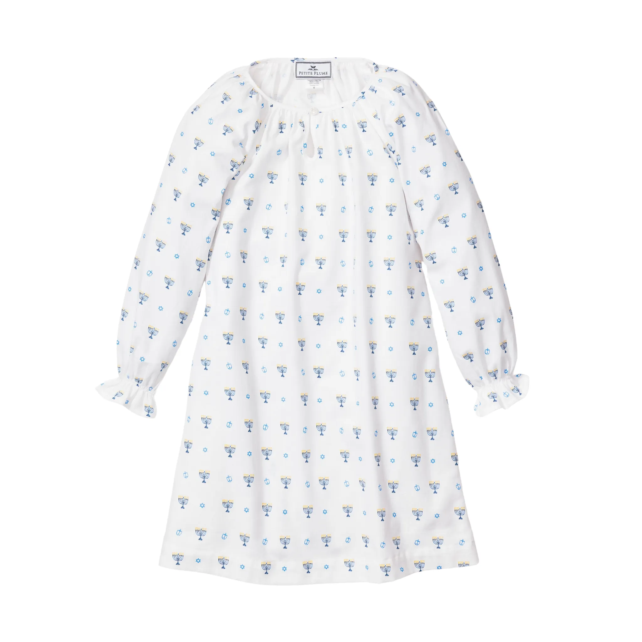 Girl's Twill Delphine Nightgown in Happy Hanukkah