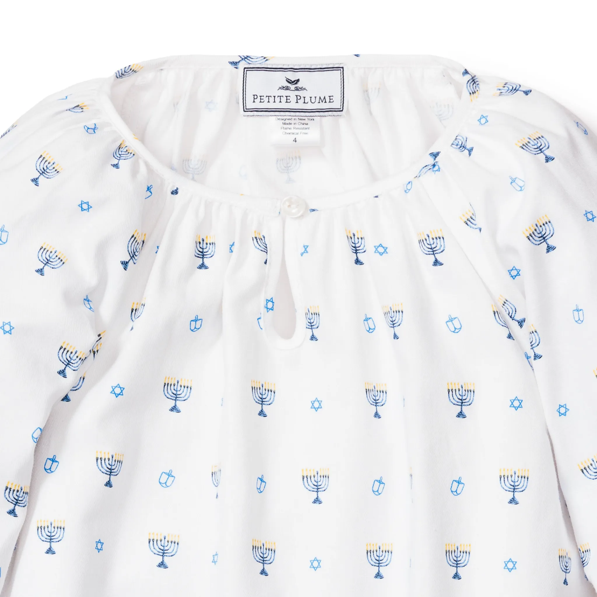 Girl's Twill Delphine Nightgown in Happy Hanukkah