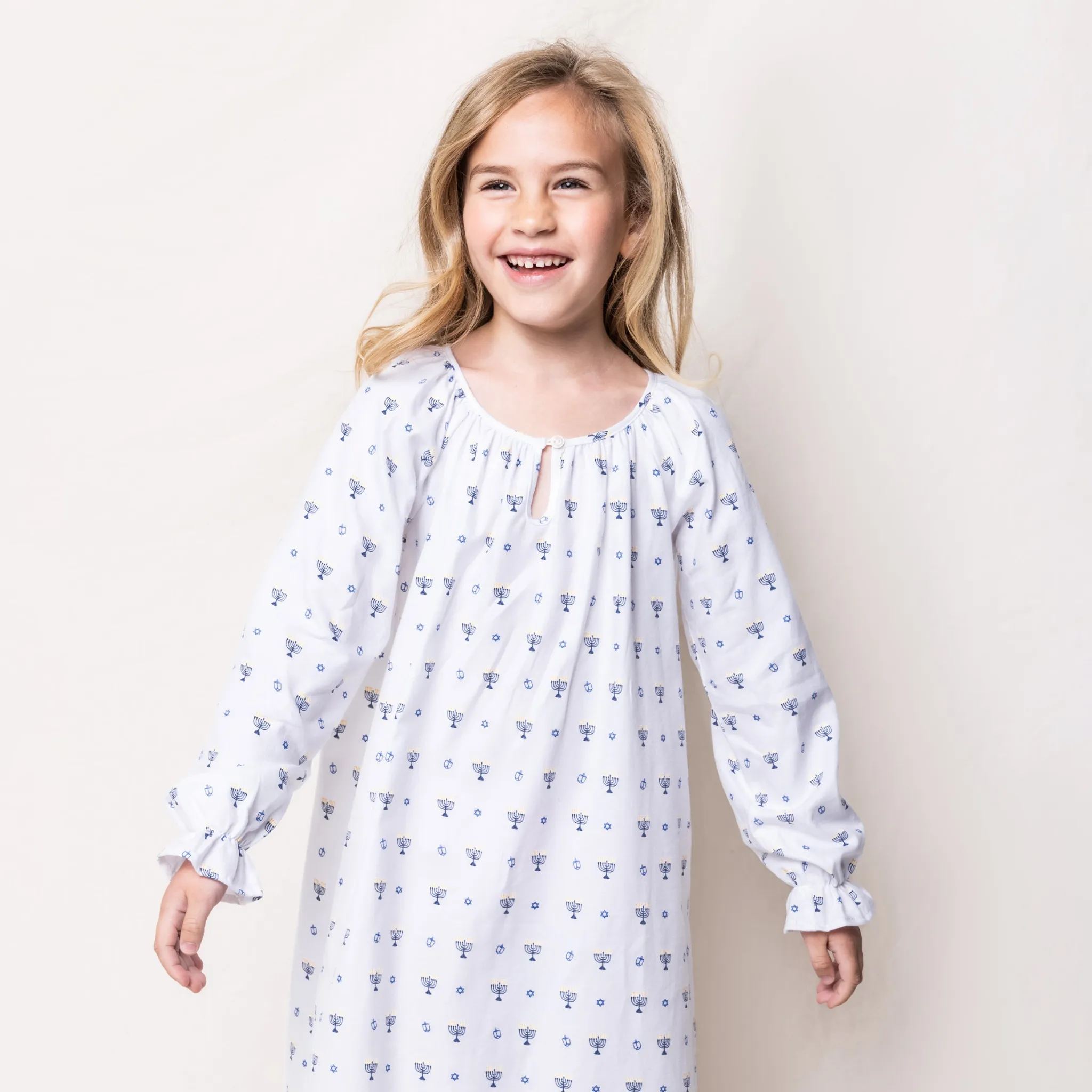 Girl's Twill Delphine Nightgown in Happy Hanukkah