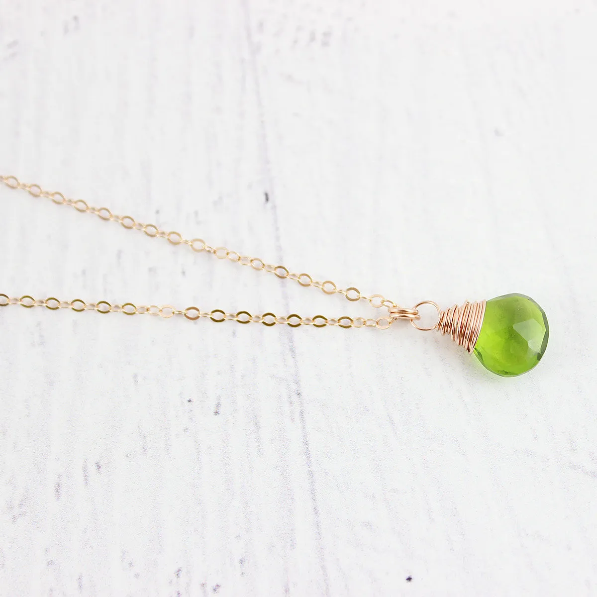 Green Quartz Rose Gold Gemstone Necklace