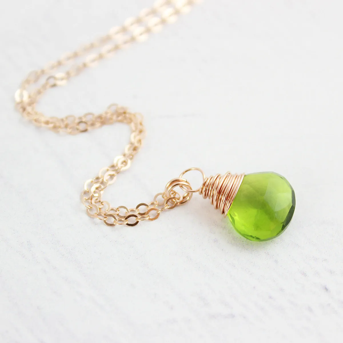 Green Quartz Rose Gold Gemstone Necklace