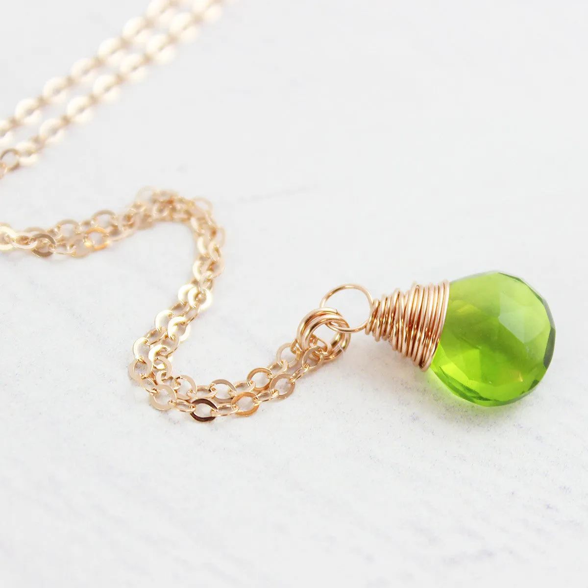 Green Quartz Rose Gold Gemstone Necklace