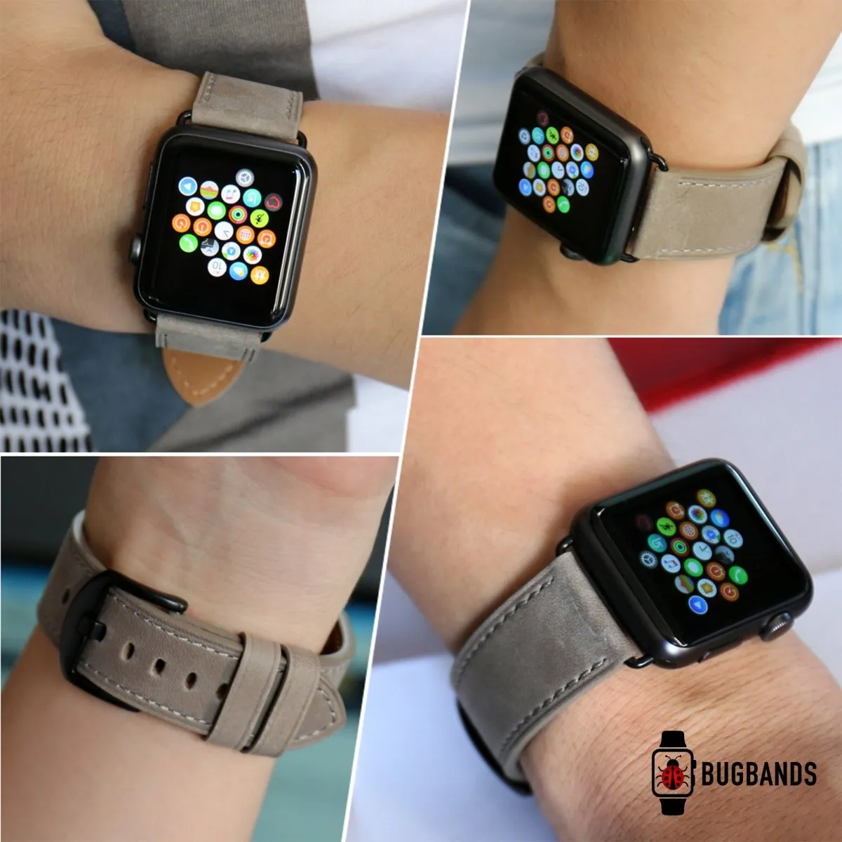 Grey Full Grain Leather Band