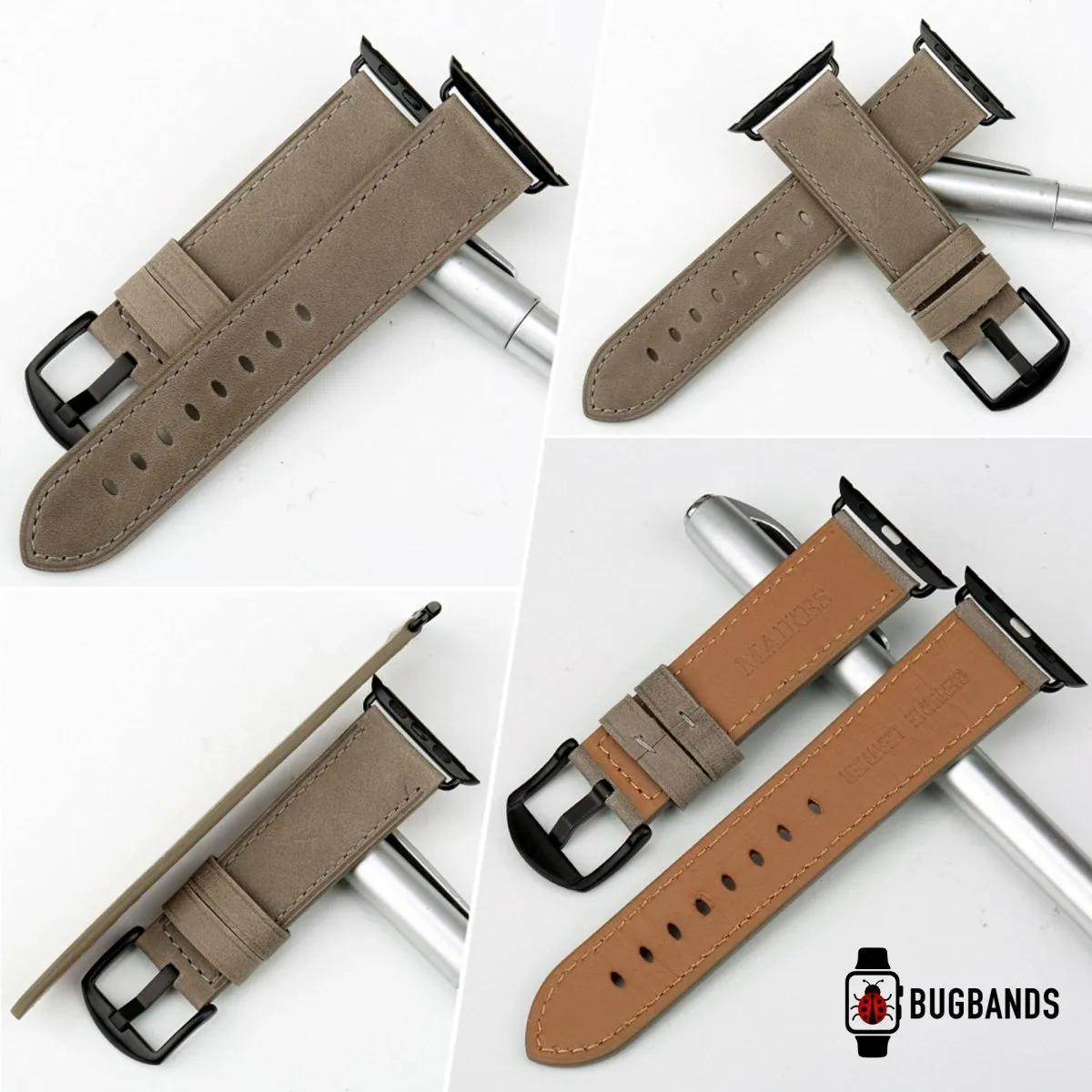 Grey Full Grain Leather Band