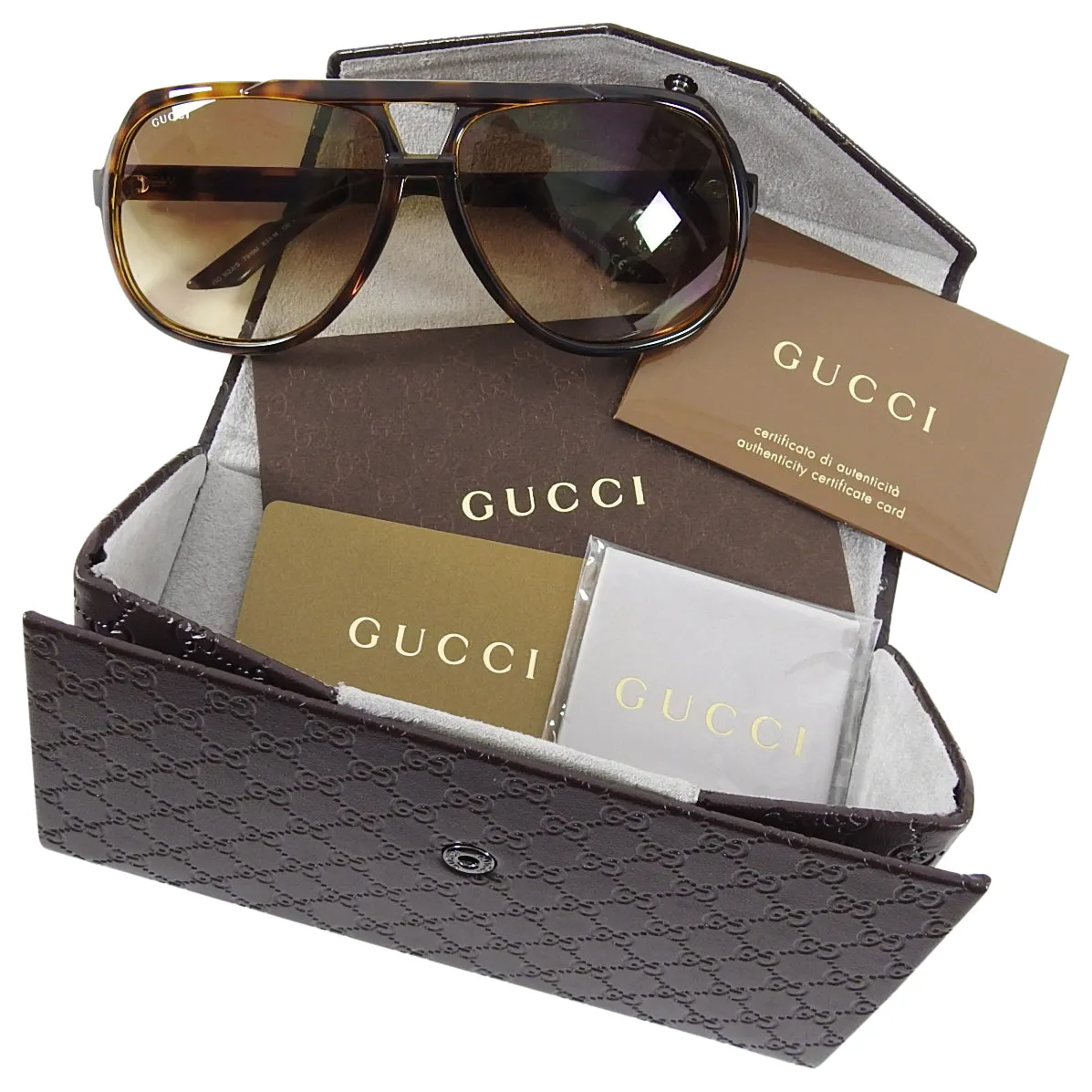 Gucci 1622 Tortoise Brown Aviator Frame Sunglasses