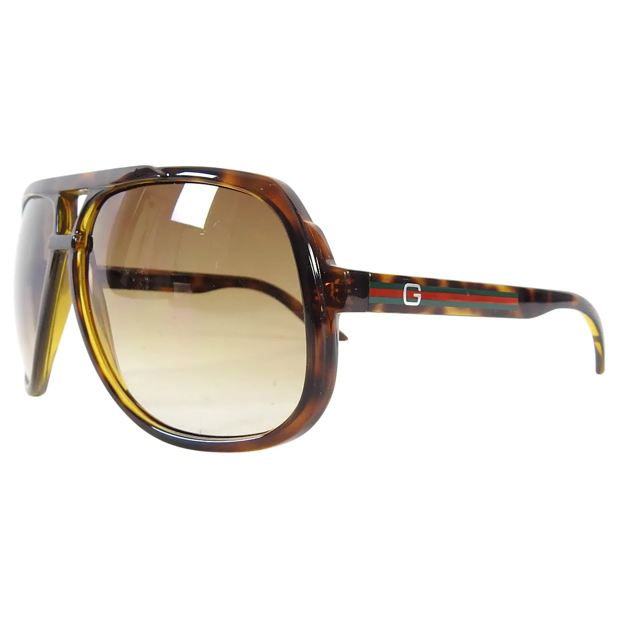 Gucci 1622 Tortoise Brown Aviator Frame Sunglasses