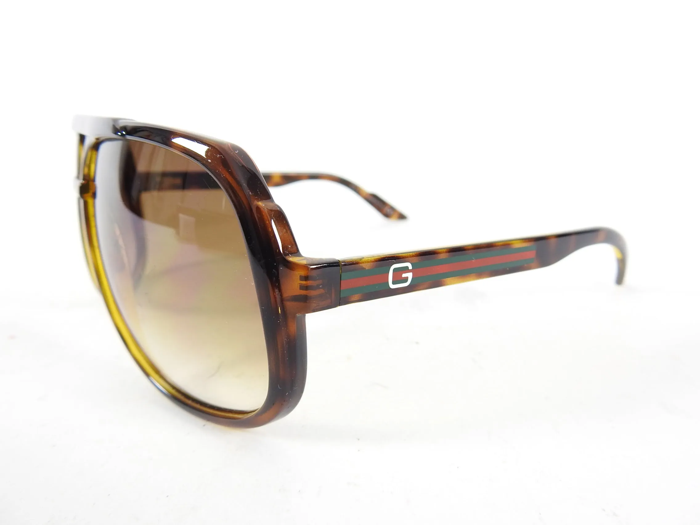 Gucci 1622 Tortoise Brown Aviator Frame Sunglasses