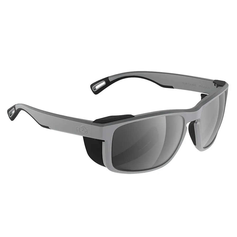 H2Optix Reef Sunglasses Matt Grey, Grey Silver Flash Mirror Lens Cat.3 - AntiSalt Coating with Floatable Cord - P/N H2010