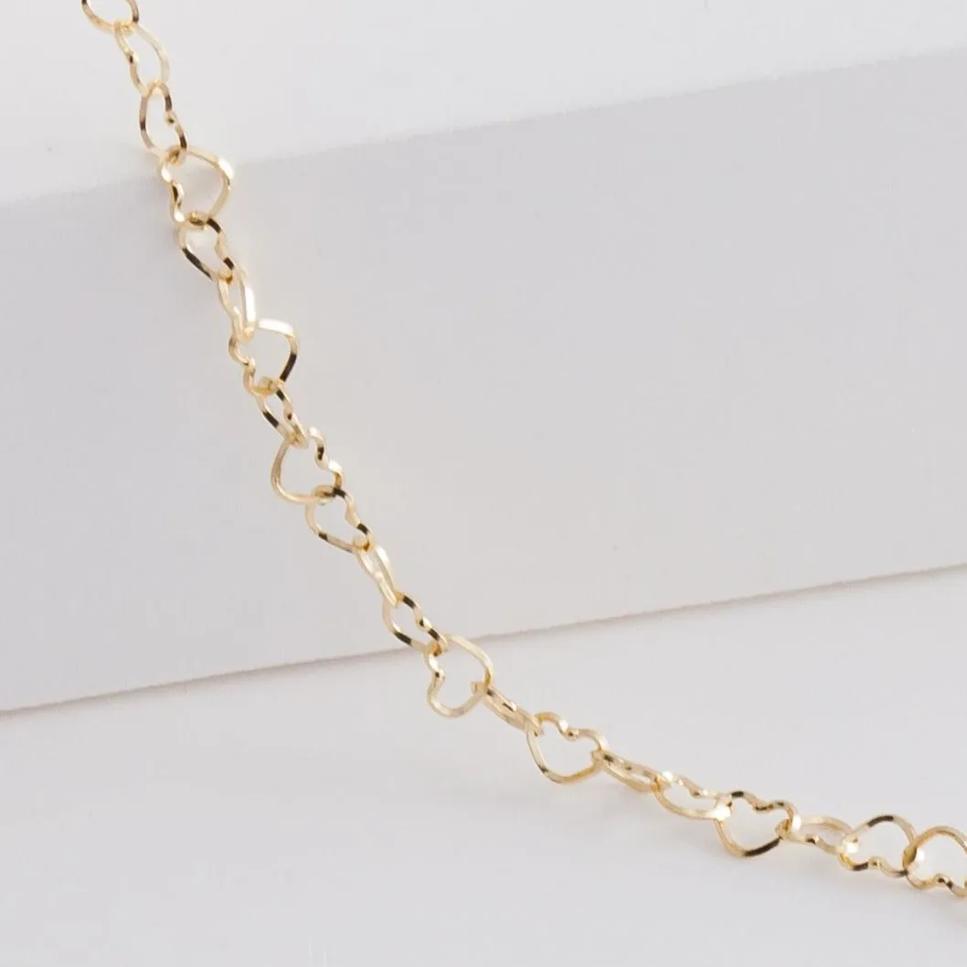 Heart chain necklace (yellow gold)
