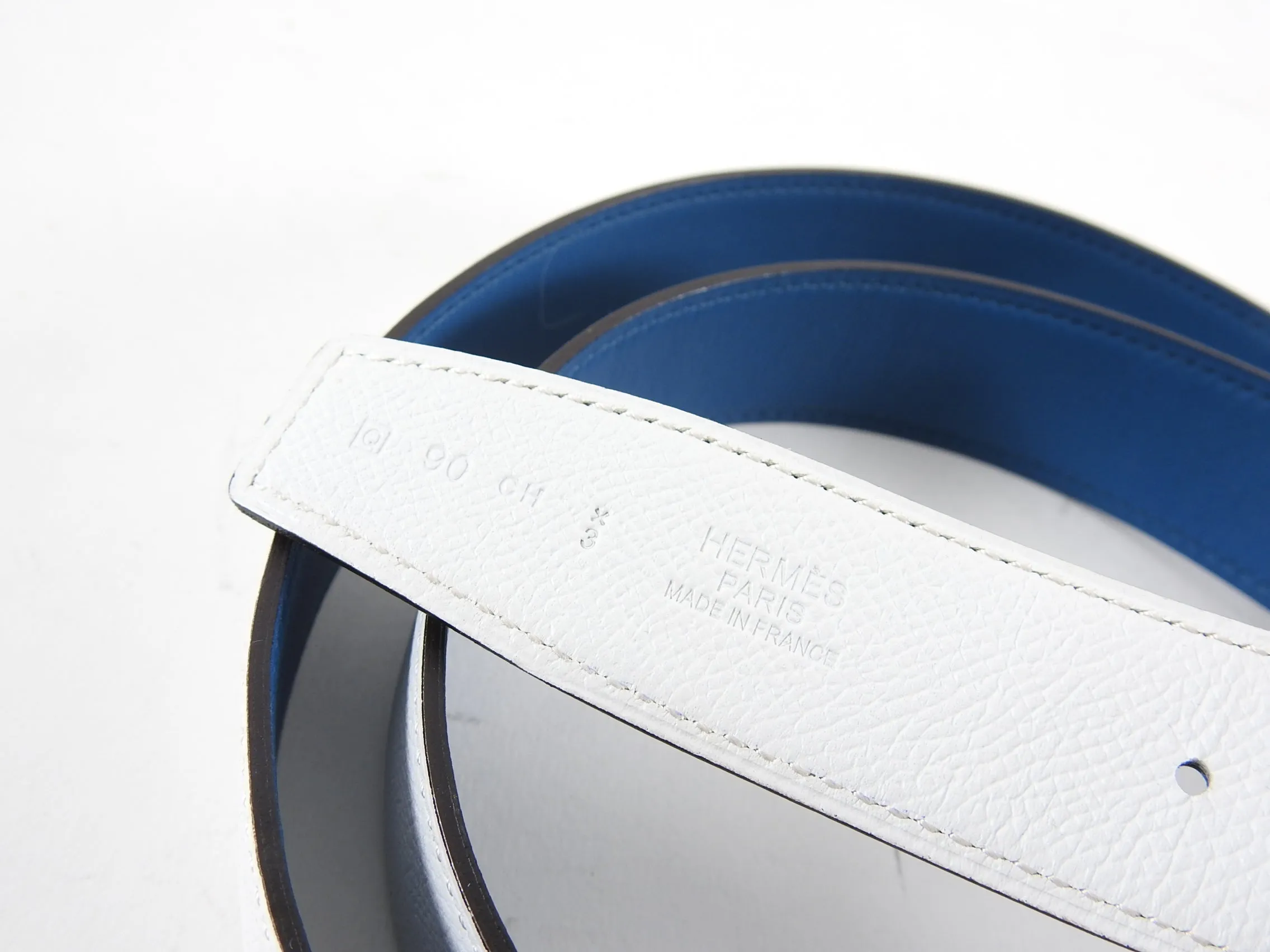 Hermes Chaine d’Ancre White Blue Enamel Belt Kit - 90 / 36