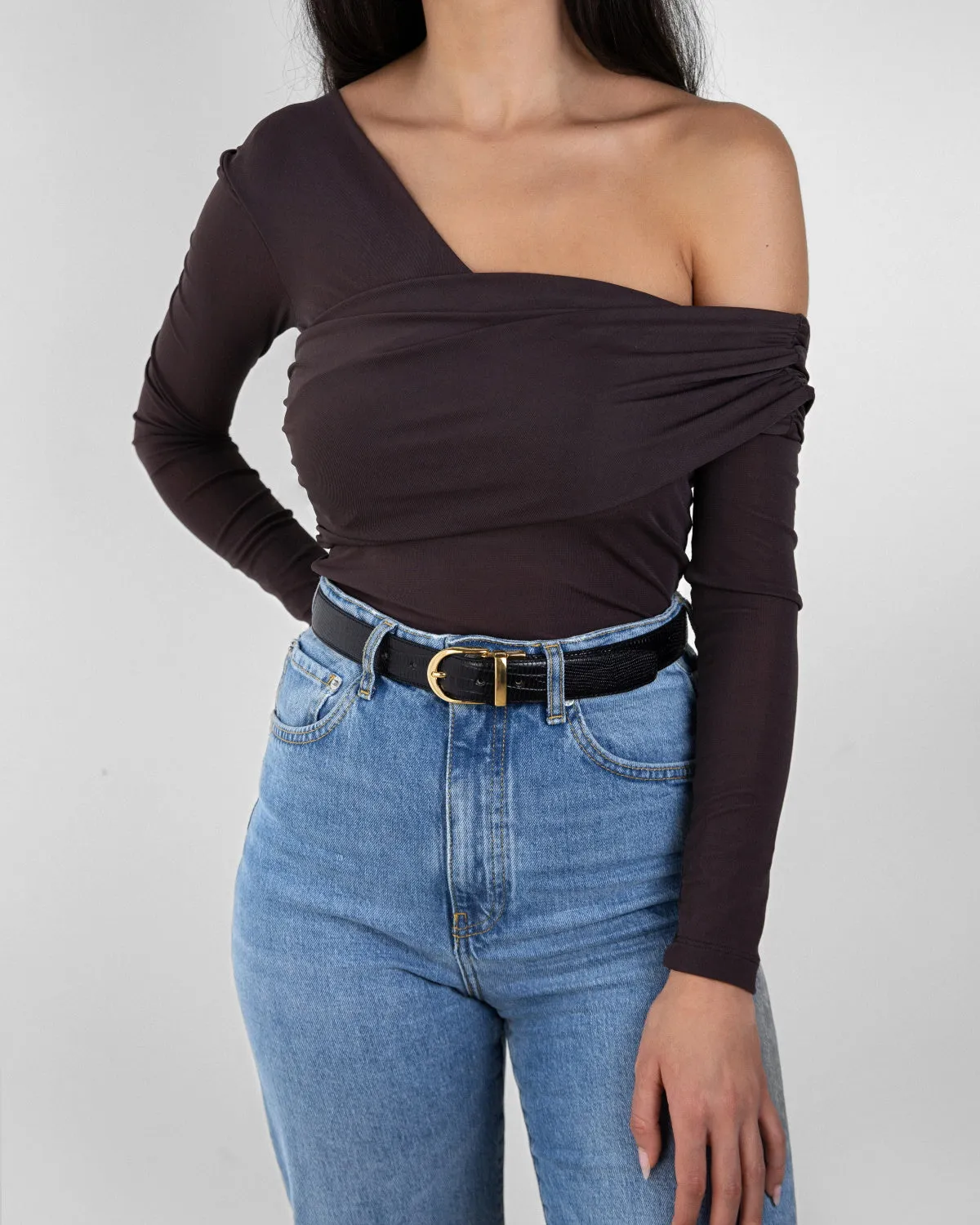 Hollie reversible animal print black leather belt
