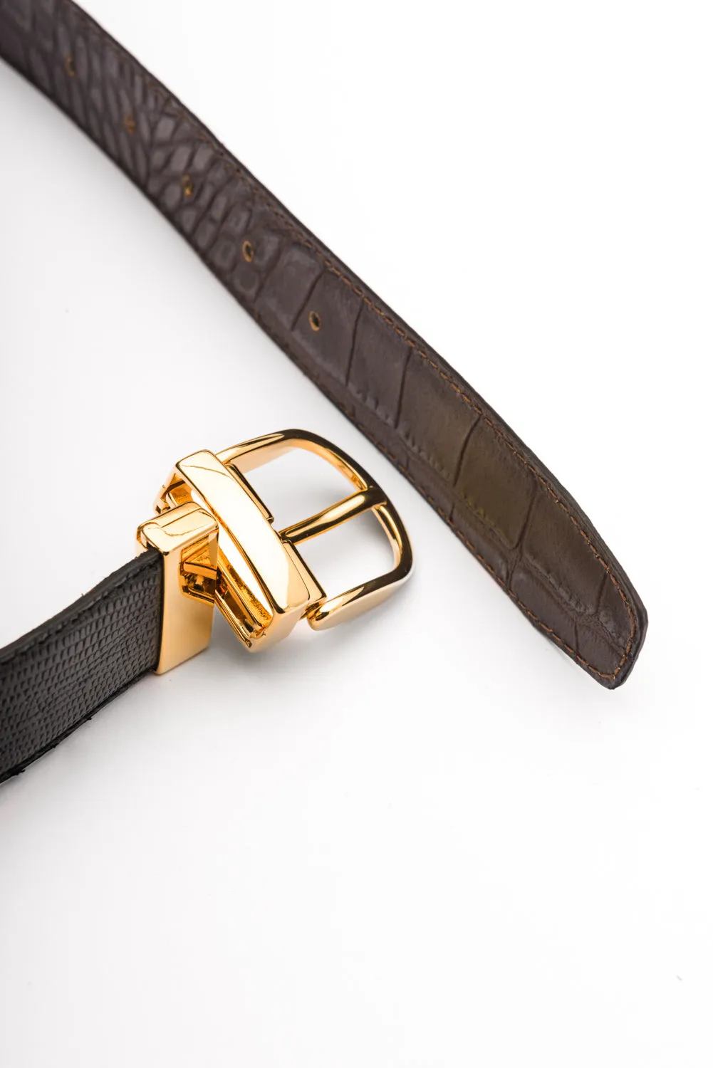 Hollie reversible animal print black leather belt