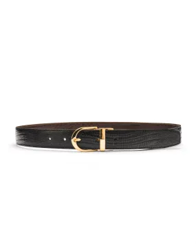 Hollie reversible animal print black leather belt