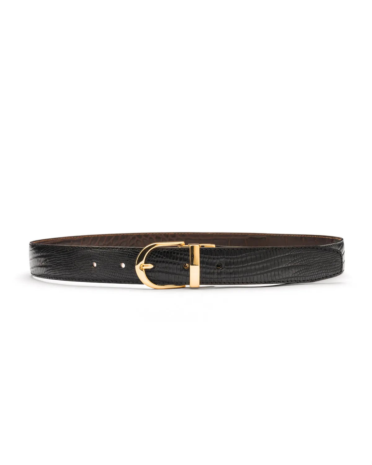 Hollie reversible animal print black leather belt
