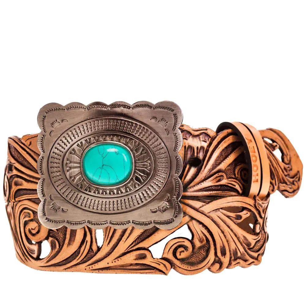 Hooey Rogue Hand Tooled Filigree Leather Belt