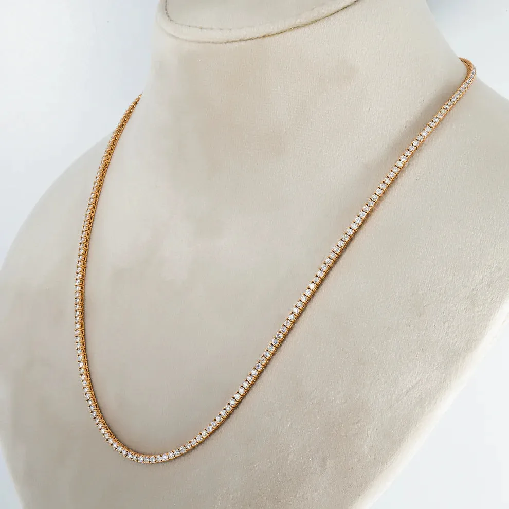 Kelsey 10 Carat Round Cut Diamond Tennis Necklace in 14K Rose Gold