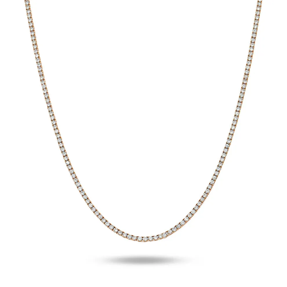 Kelsey 10 Carat Round Cut Diamond Tennis Necklace in 14K Rose Gold