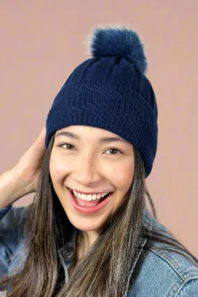 Knit Faux Pom Lined Beanie