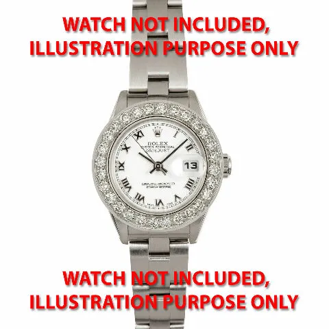 LADIES 2CT BEAD SET DIAMOND BEZEL 14KW FOR ROLEX DATEJUST, PRESIDENT 26MM WATCH