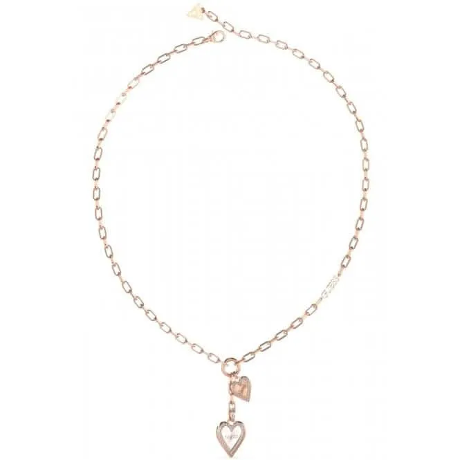 Ladies Love Me Tender Silver, Rose Gold Crystal Necklace UBN03234RHRG