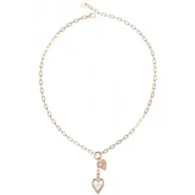 Ladies Love Me Tender Silver, Rose Gold Crystal Necklace UBN03234RHRG