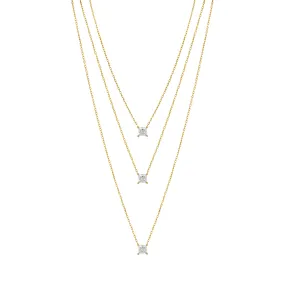 Layered Choker Three In One With Three Square Stone