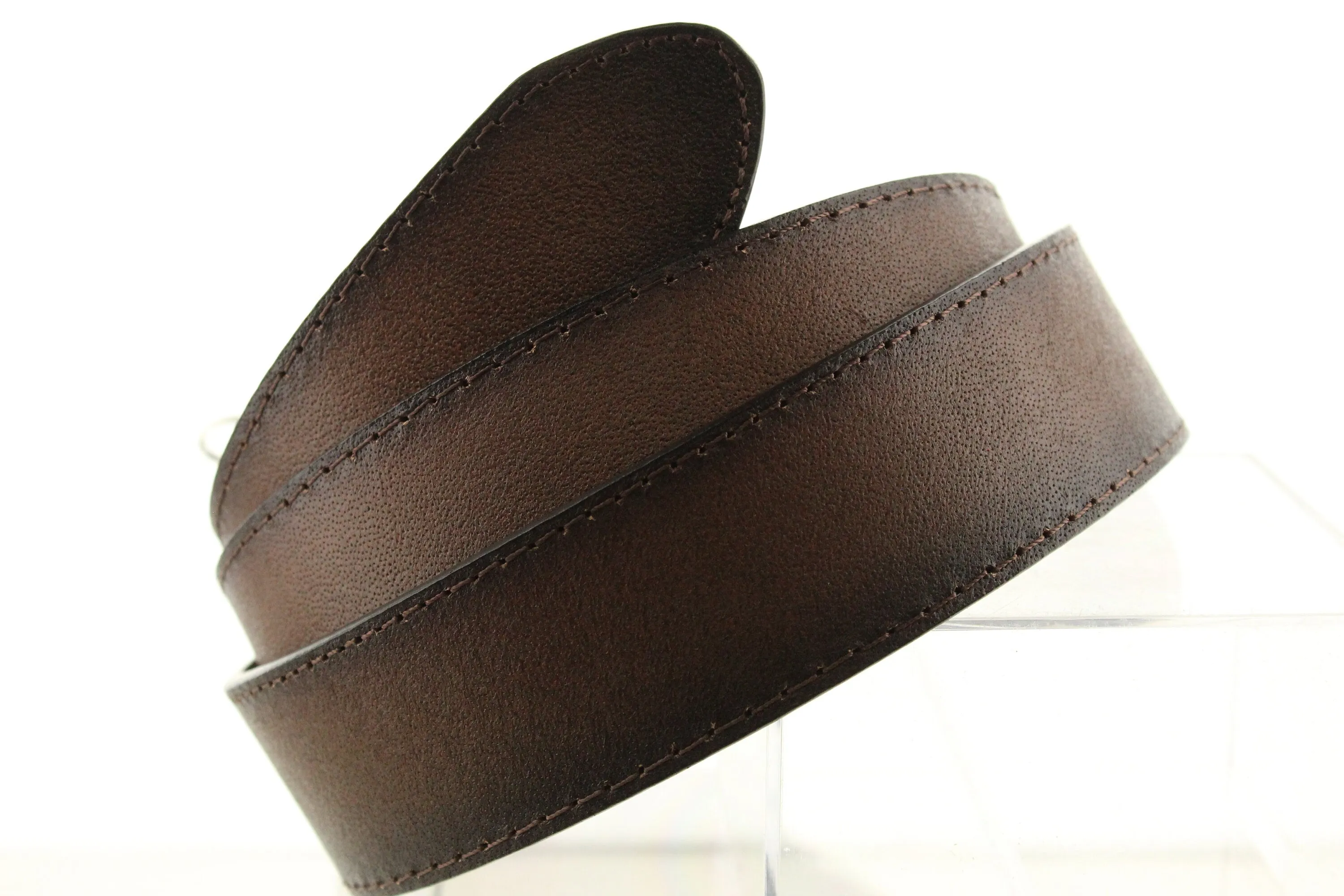 Leather Belt Strap, Brown Distressed Leather with snaps, 1 each