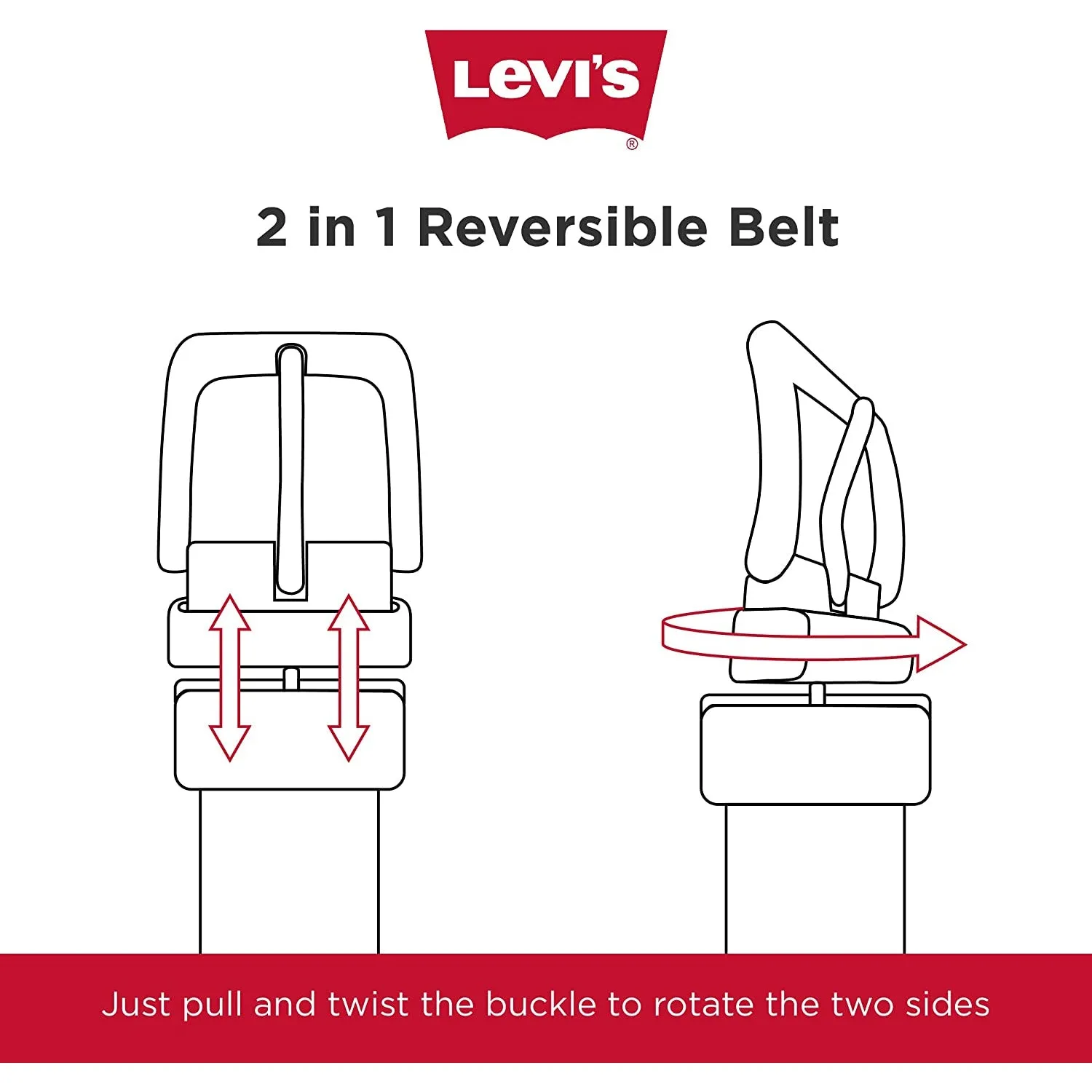 Levi's Men's Reversible Casual Jeans Belt | Black/Light Brown