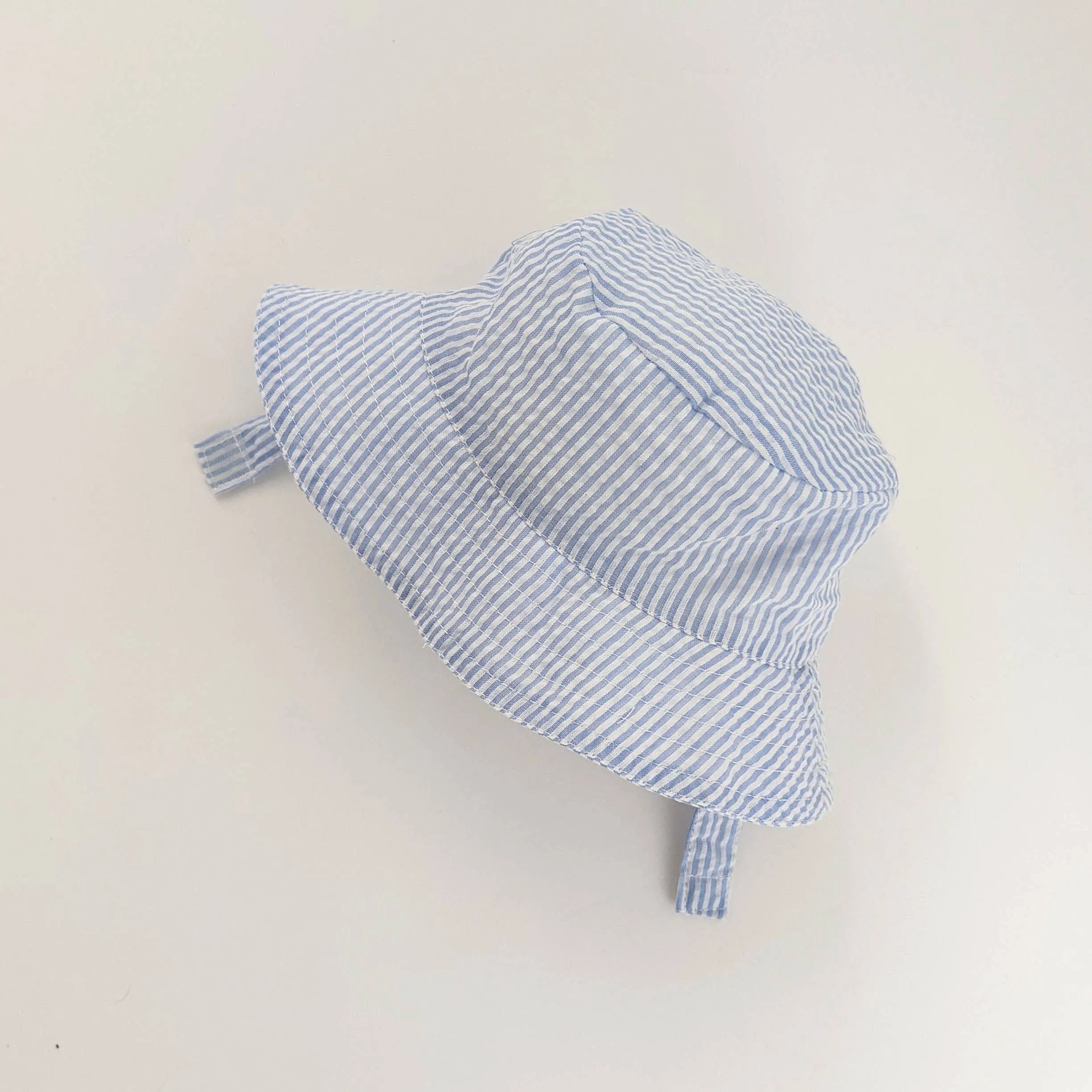 Light Blue Stripe Seersucker Bucket Hat
