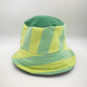 Lime Green Striped Reversible Cashmere Bucket Hat Small