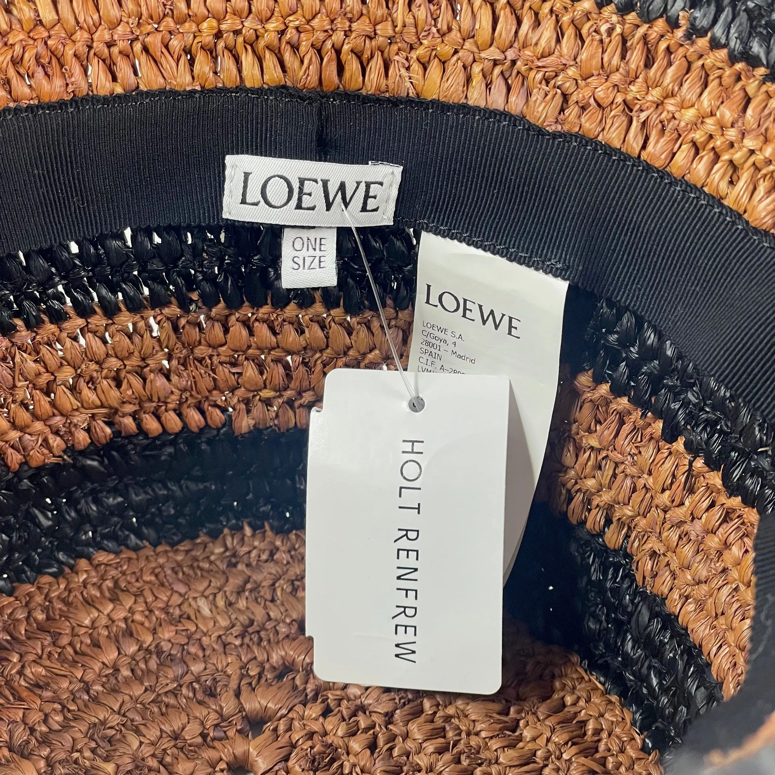 LOEWE Ibiza logo-embroidered striped raffia bucket hat