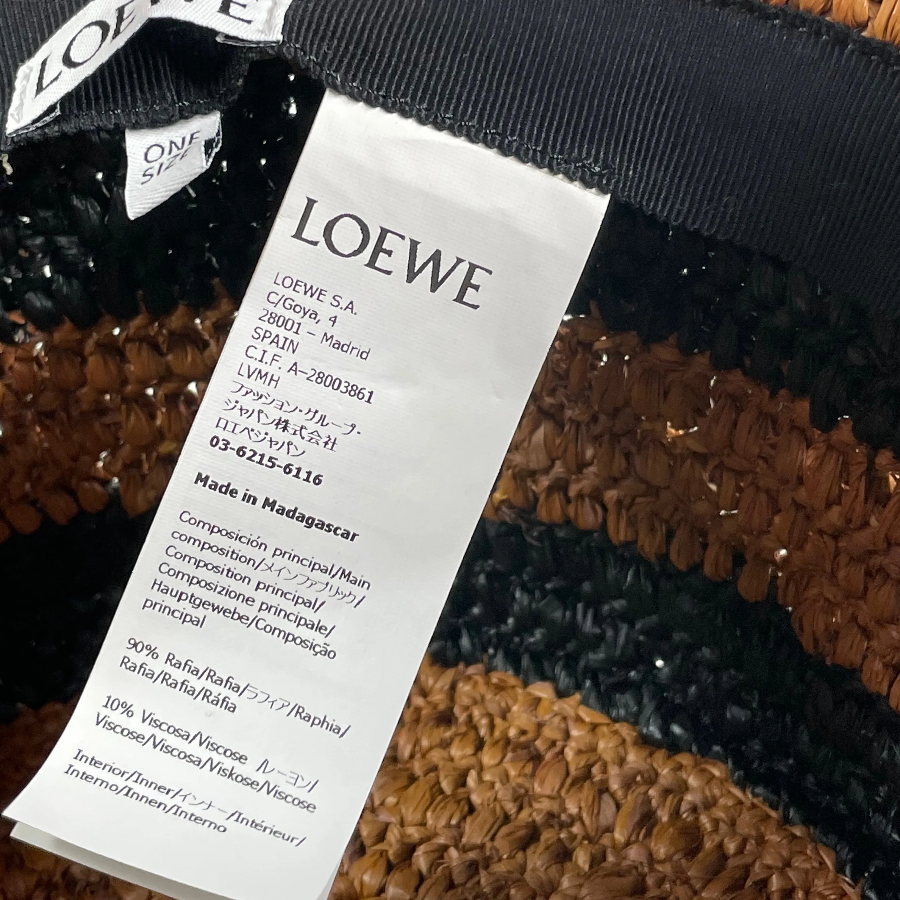 LOEWE Ibiza logo-embroidered striped raffia bucket hat