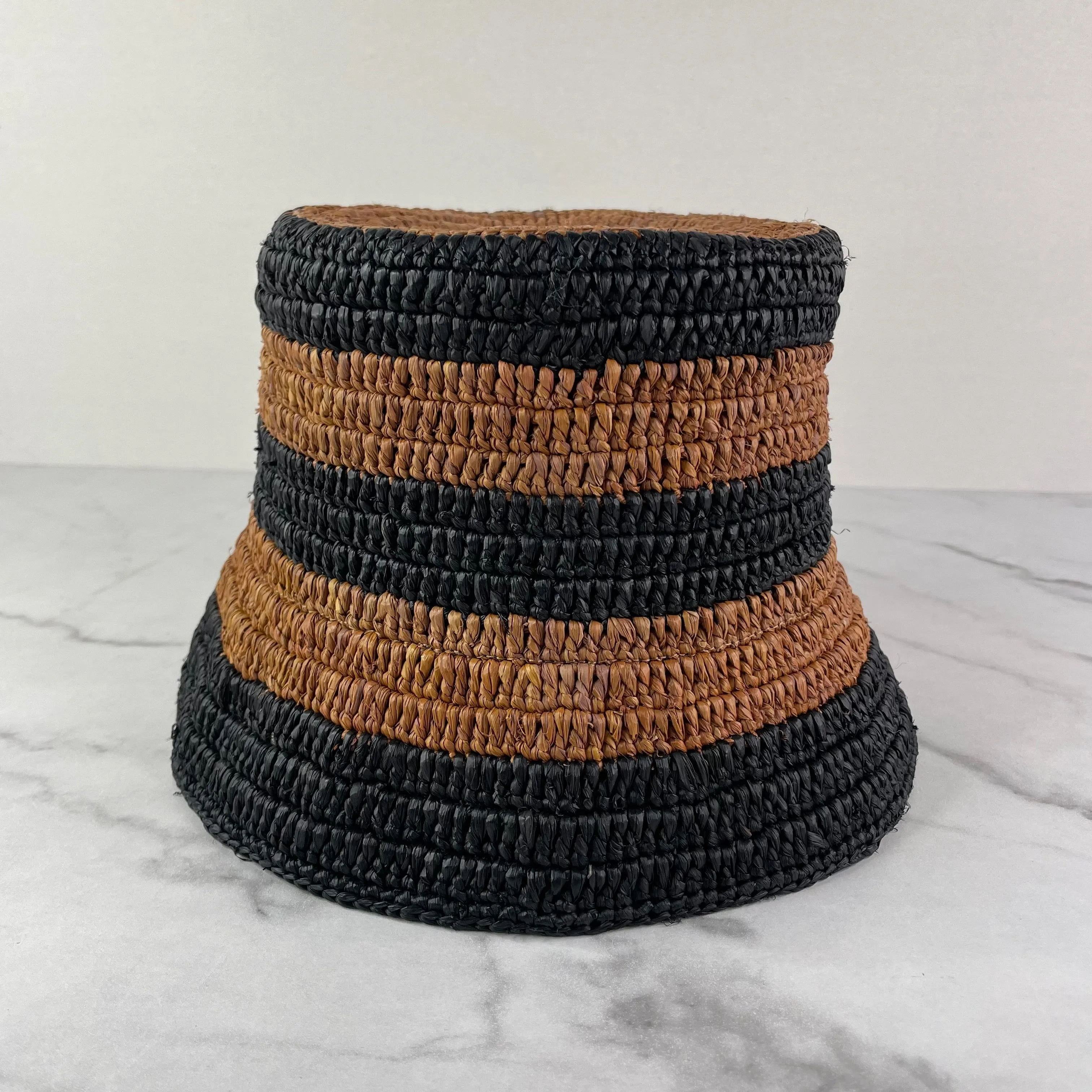 LOEWE Ibiza logo-embroidered striped raffia bucket hat