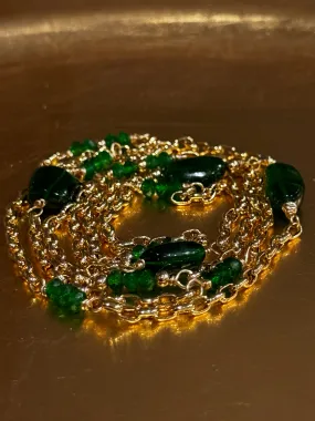 Long Chrome Diopside Layering Station Necklace or Wrap Bracelet