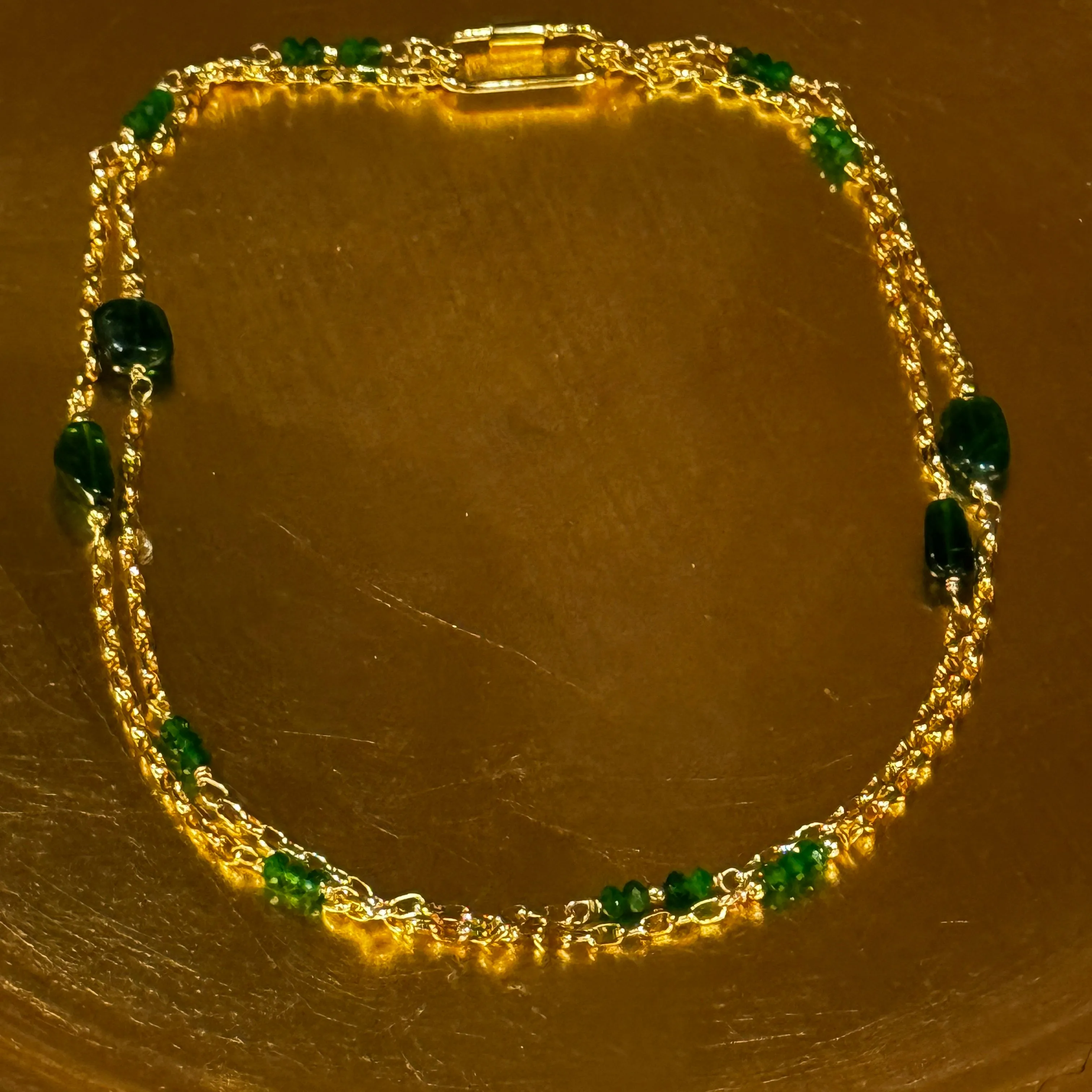 Long Chrome Diopside Layering Station Necklace or Wrap Bracelet