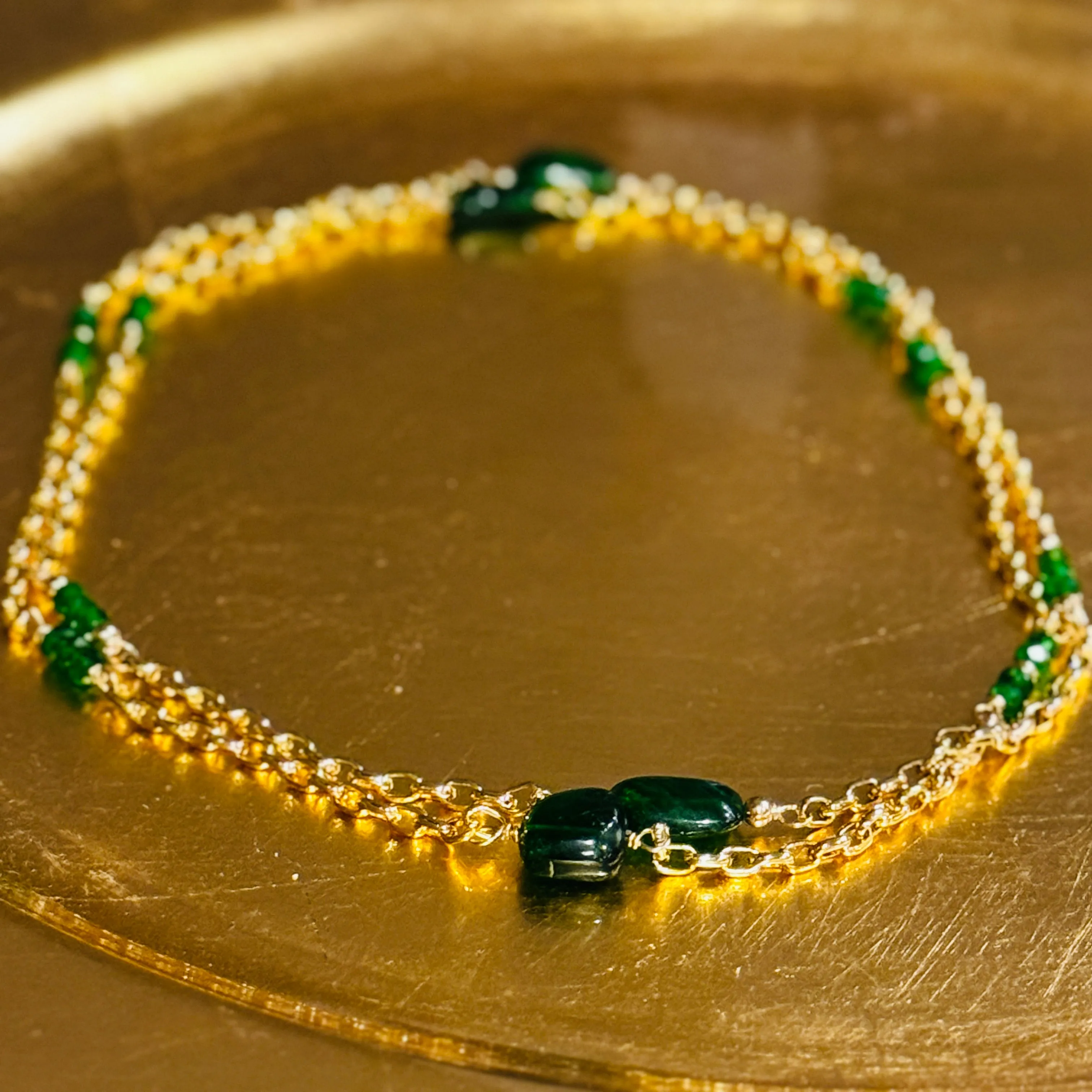 Long Chrome Diopside Layering Station Necklace or Wrap Bracelet