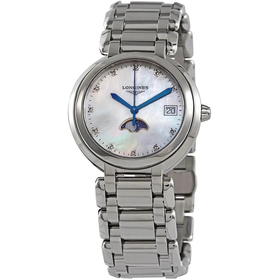 Longines PrimaLuna Moonphase Mother of Pearl Diamond Dial Ladies Watch L8.116.4.87.6